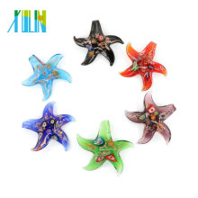 Millefiori et or sable Starfish Lampwork verre pendentifs à la main feuille de verre pendentifs pour collier 12 pcs / boîte, MC0008